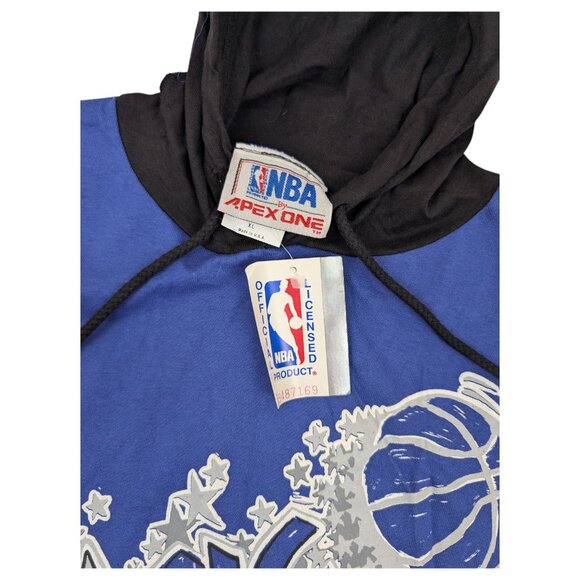 VTG Orlando Magic T Shirt Hoodie Sz XL FITS M/L Blue Apex One NBA Deadstock NWT - Picture 6 of 10